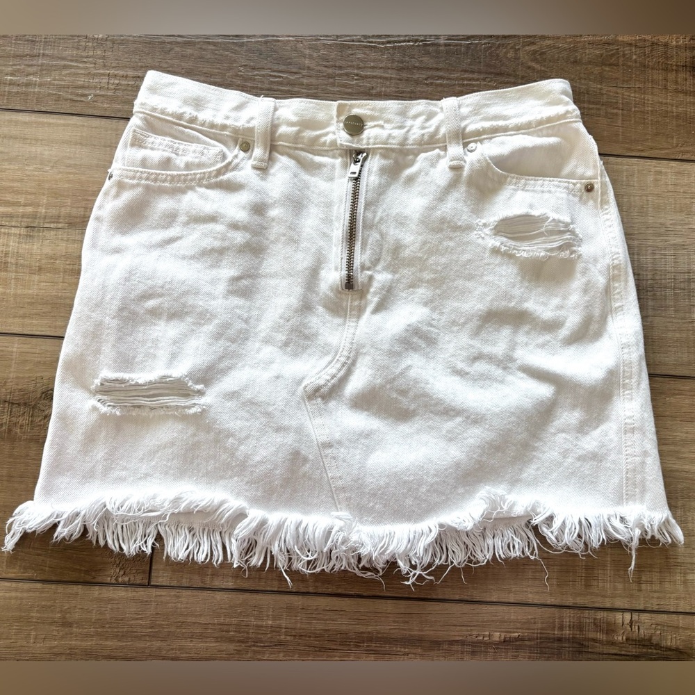 Sanctuary White Distressed Denim Mini Skirt